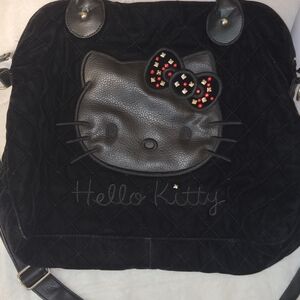 Hello Kitty Black Quilted Shoulder Bag with Red Accents
